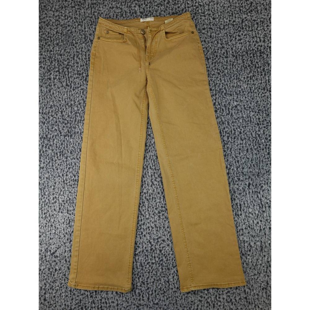Oat New York Wide Leg Pants Womens 27 Mustard Tan Drawstring Stretch Trousers